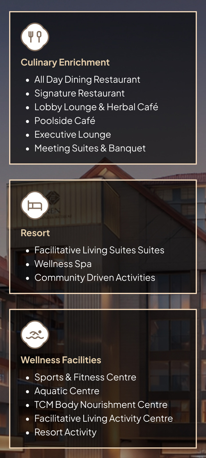 Culinary Enrichment, Resort, Wellness Facilities