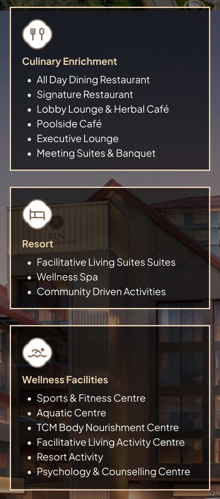 Culinary Enrichment, Resort, Wellness Facilities